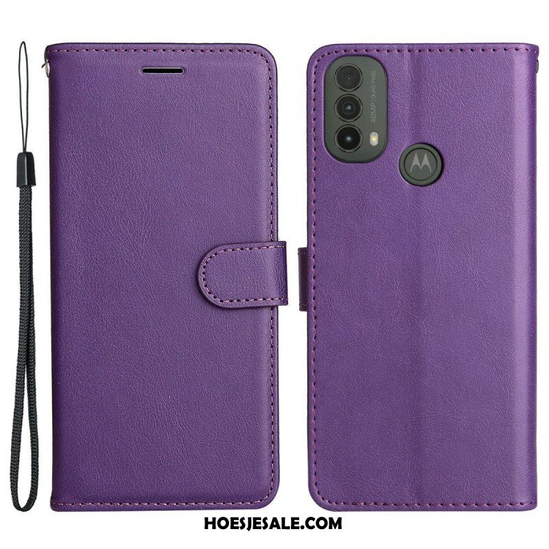 Folio-hoesje voor Moto E40 / E30 / E20 Met Ketting Strappy Leereffect