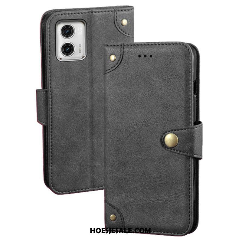 Folio-hoesje voor Moto G73 5G Idewei Magnetische Knop