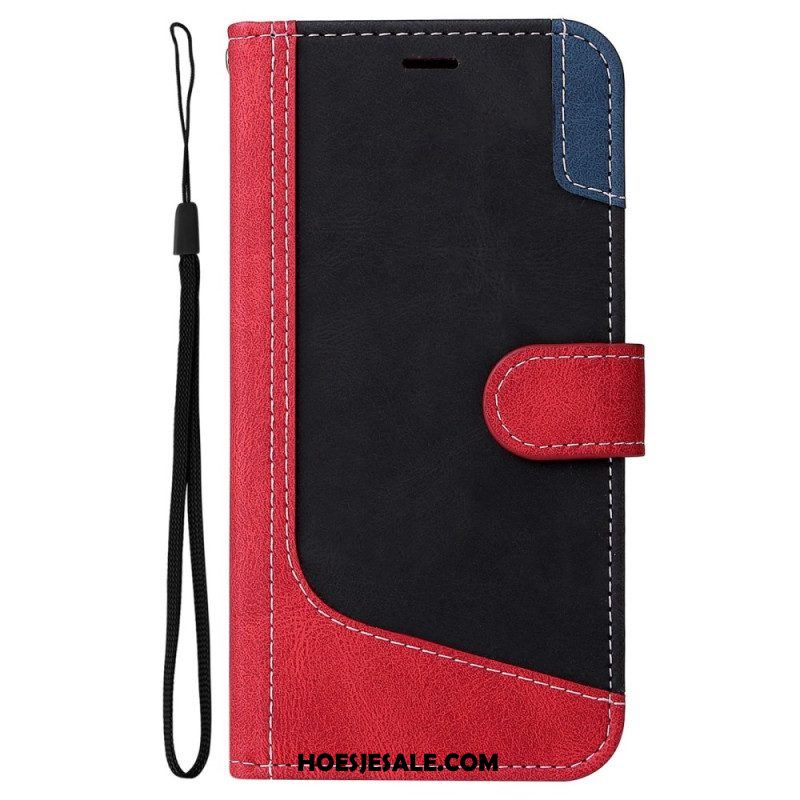 Folio-hoesje voor Oppo A94 5G Driekleur Met Lanyard