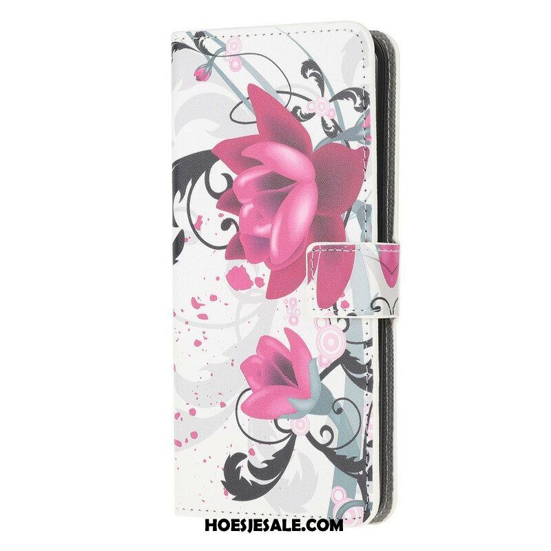 Folio-hoesje voor Samsung Galaxy A42 5G Tropische Bloemen