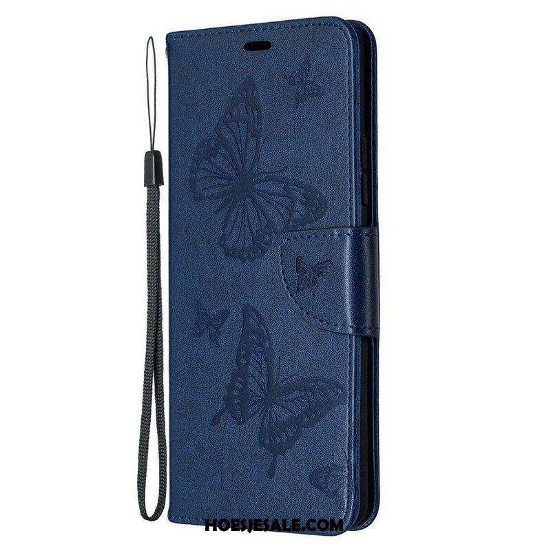 Folio-hoesje voor Samsung Galaxy A42 5G Vlinders Tijdens De Vlucht Met Lanyard