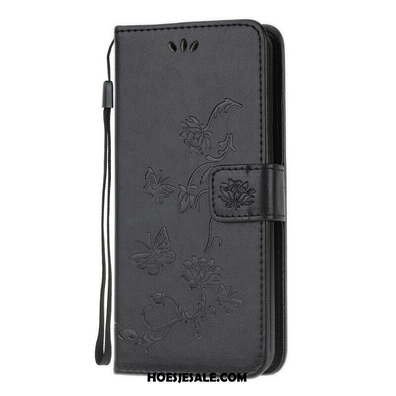 Folio-hoesje voor Samsung Galaxy A52 4G / A52 5G / A52s 5G Met Ketting String Vlinders En Bloemen