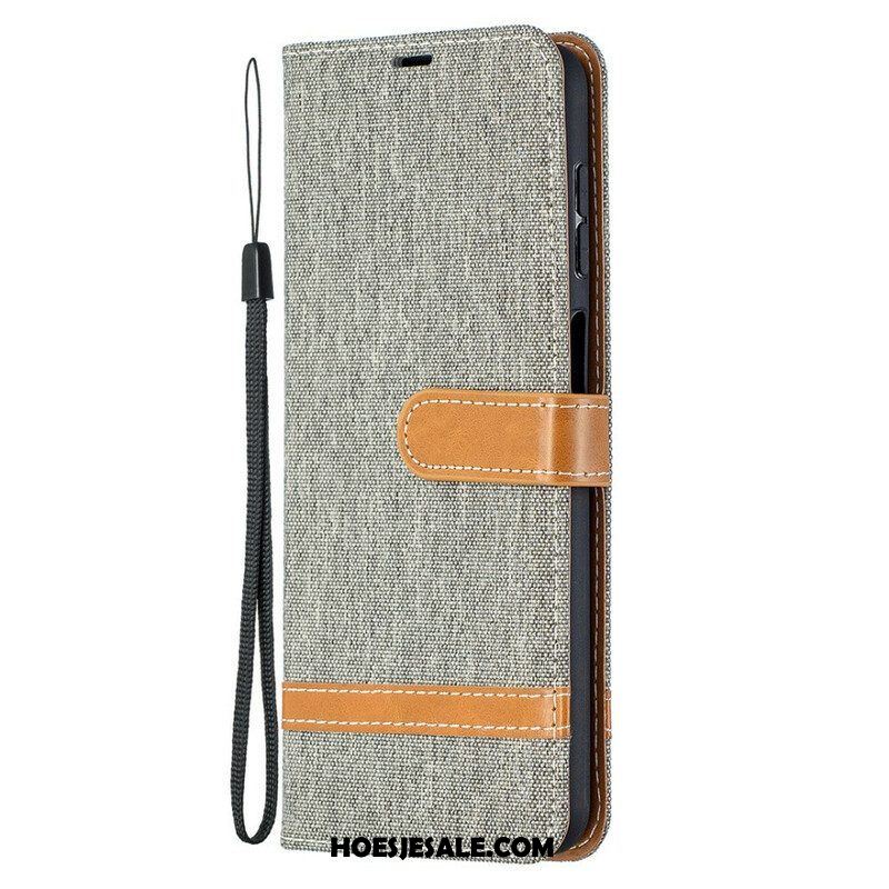 Folio-hoesje voor Samsung Galaxy M12 / A12 Met Ketting Band Van Stof En Leereffect