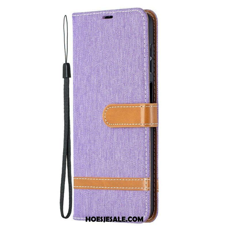 Folio-hoesje voor Samsung Galaxy M12 / A12 Met Ketting Band Van Stof En Leereffect