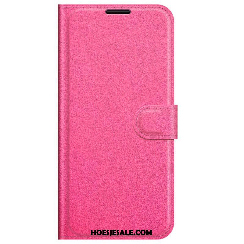 Folio-hoesje voor Samsung Galaxy M32 Klassiek Litchi-leereffect