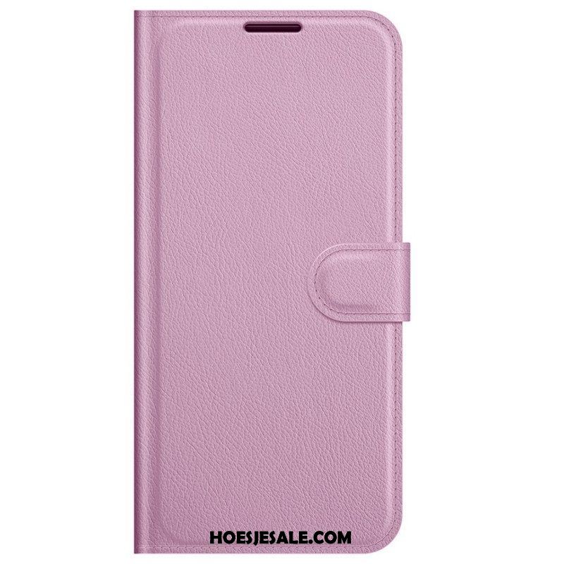 Folio-hoesje voor Samsung Galaxy M32 Klassiek Litchi-leereffect