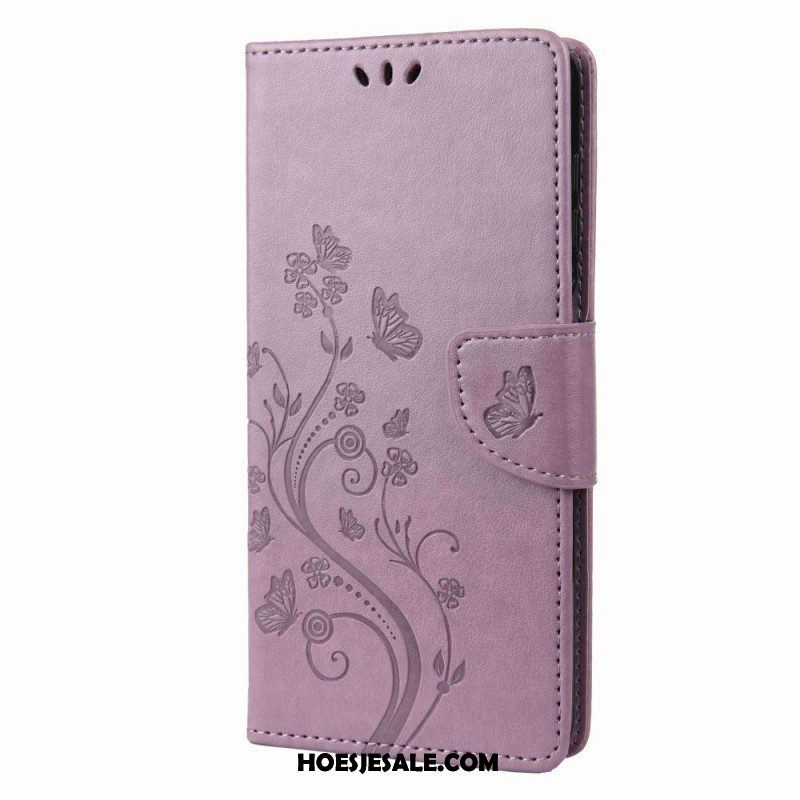 Folio-hoesje voor Samsung Galaxy M53 5G Met Ketting Riem Bloemen