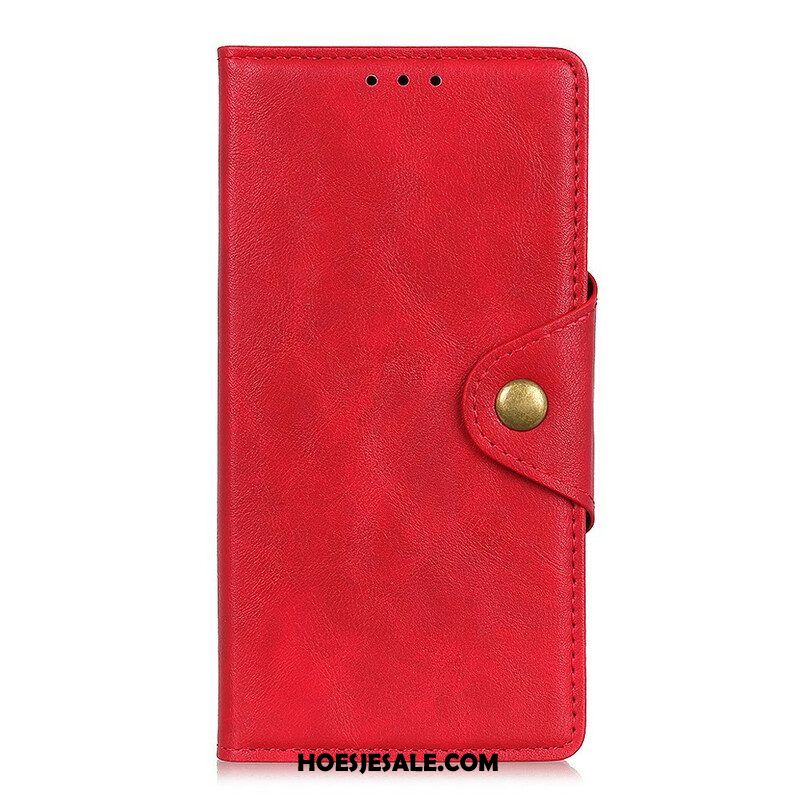 Folio-hoesje voor Samsung Galaxy S21 5G Vintage Knop Van Imitatieleer