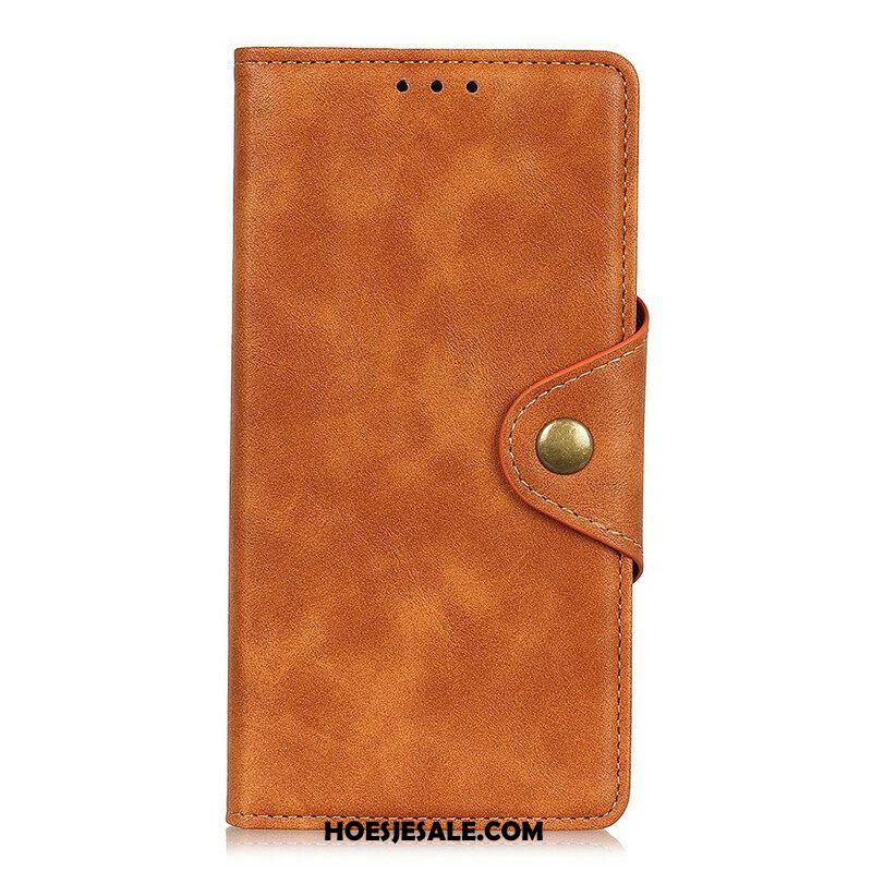 Folio-hoesje voor Samsung Galaxy S21 5G Vintage Knop Van Imitatieleer