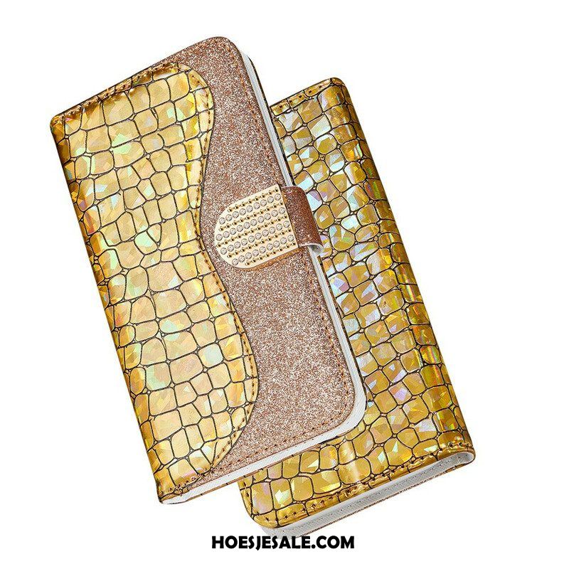 Folio-hoesje voor Samsung Galaxy S21 Plus 5G Krokodil Diamanten