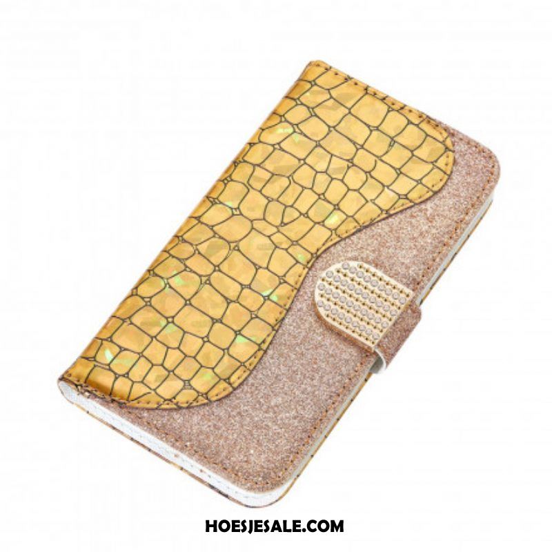 Folio-hoesje voor Samsung Galaxy S21 Ultra 5G Krokodil Diamanten