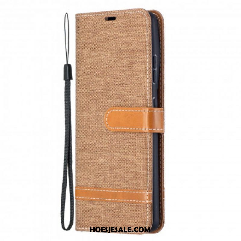 Folio-hoesje voor Samsung Galaxy S21 Ultra 5G Met Ketting Band Van Stof En Leereffect