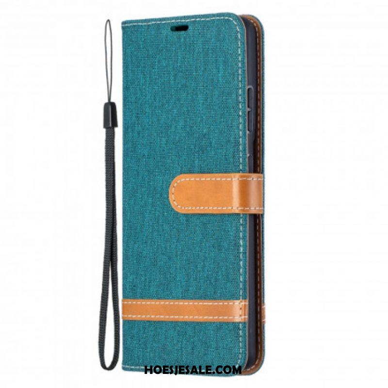 Folio-hoesje voor Samsung Galaxy S21 Ultra 5G Met Ketting Band Van Stof En Leereffect