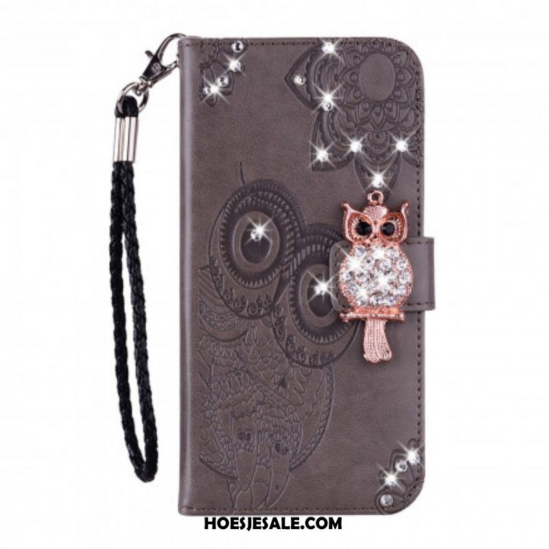 Folio-hoesje voor Samsung Galaxy S21 Ultra 5G Uil Mandala En Charme