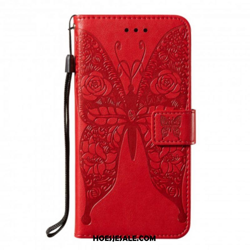 Folio-hoesje voor Samsung Galaxy S21 Ultra 5G Vlinders Bloemenpatroon