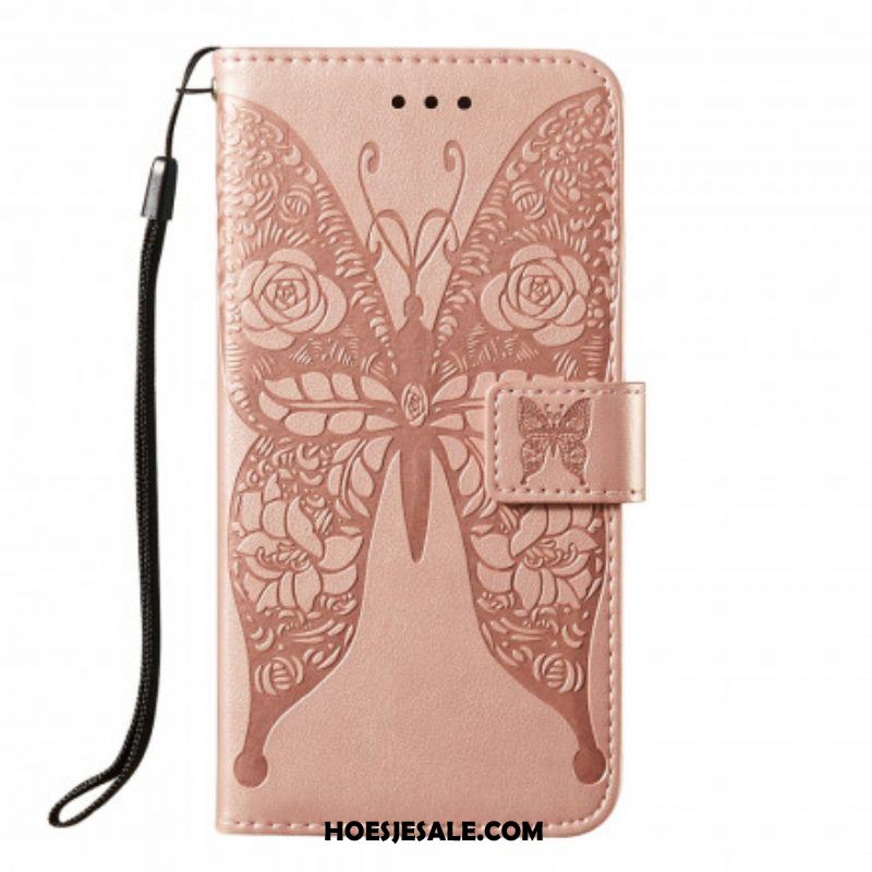 Folio-hoesje voor Samsung Galaxy S21 Ultra 5G Vlinders Bloemenpatroon