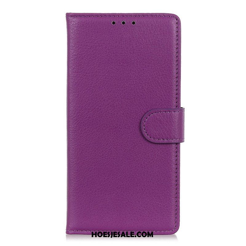 Folio-hoesje voor Samsung Galaxy S22 5G Traditioneel Litchi-leer