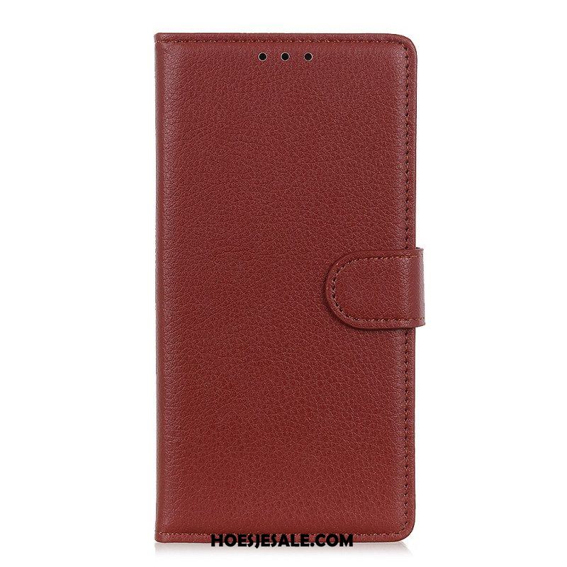 Folio-hoesje voor Samsung Galaxy S22 5G Traditioneel Litchi-leer