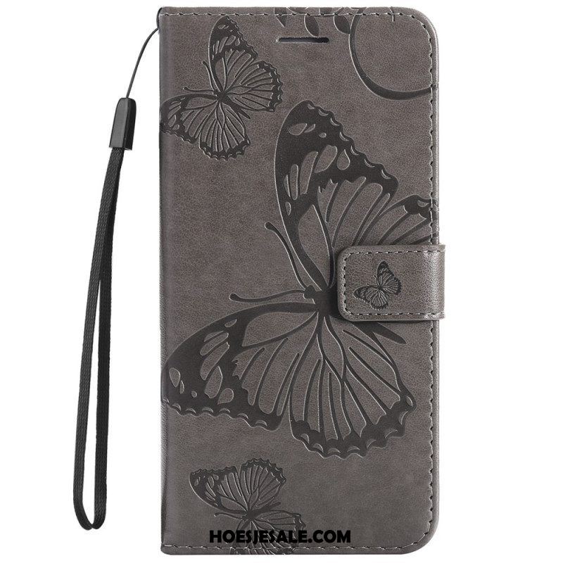 Folio-hoesje voor Samsung Galaxy S22 Plus 5G Met Ketting Gigantische Riemvlinders