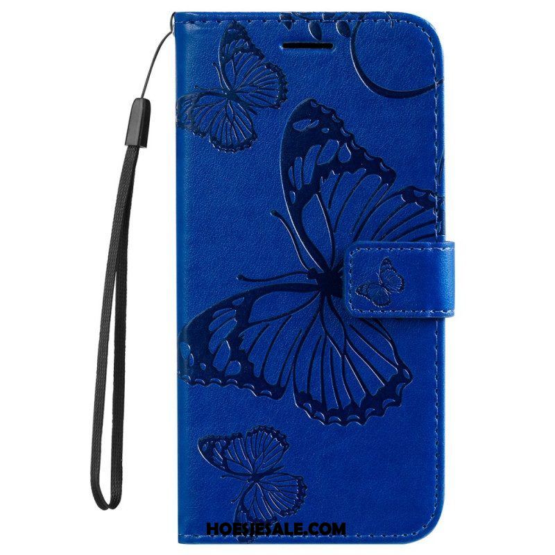 Folio-hoesje voor Samsung Galaxy S22 Plus 5G Met Ketting Gigantische Riemvlinders