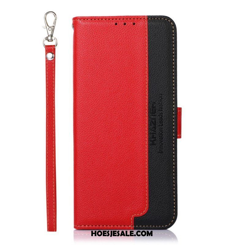 Folio-hoesje voor Samsung Galaxy S22 Ultra 5G Lychee-stijl Rfid Khazneh