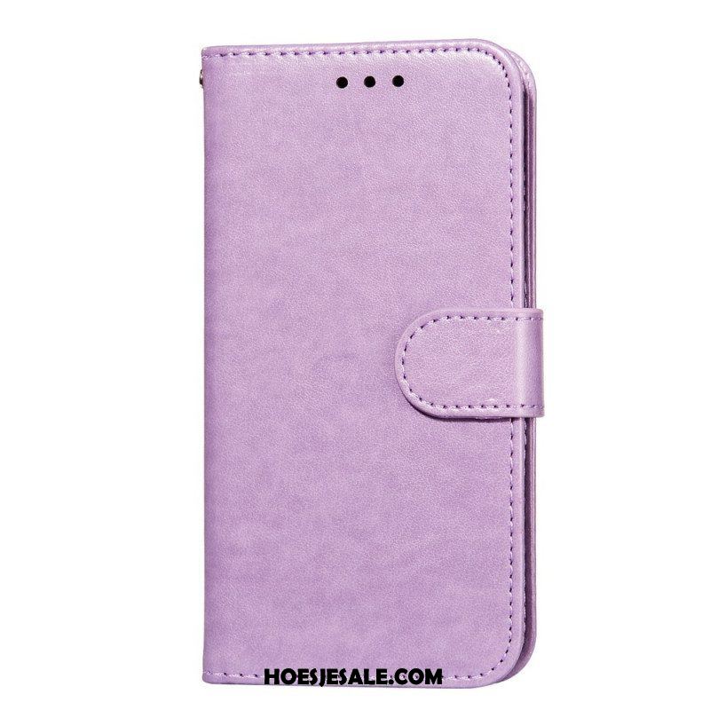 Folio-hoesje voor Samsung Galaxy S22 Ultra 5G Met Ketting Effen Kleur Strappy