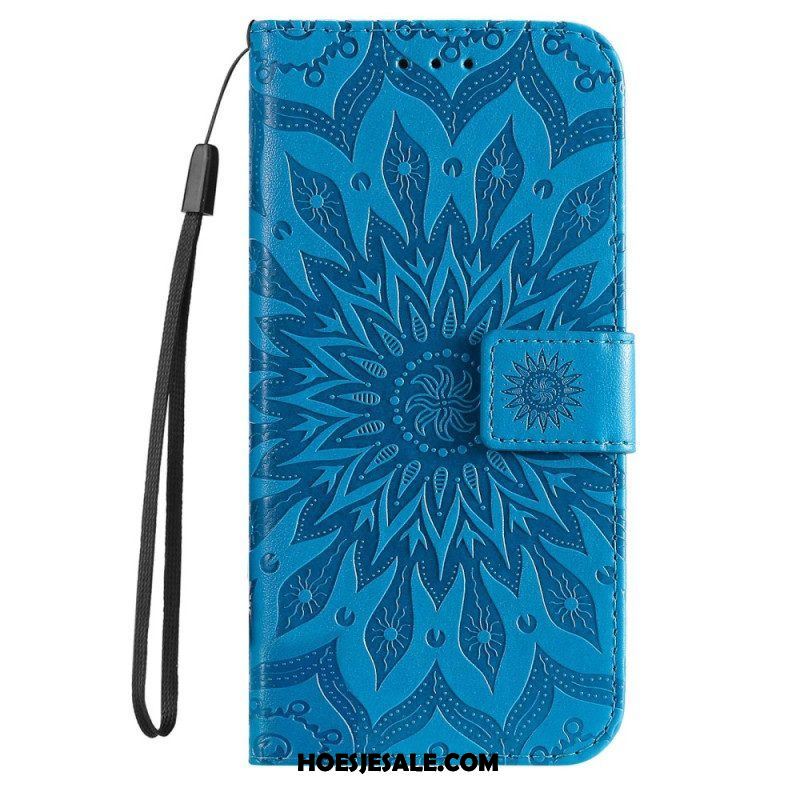 Folio-hoesje voor Samsung Galaxy S23 5G Mandala Zon Met Lanyard