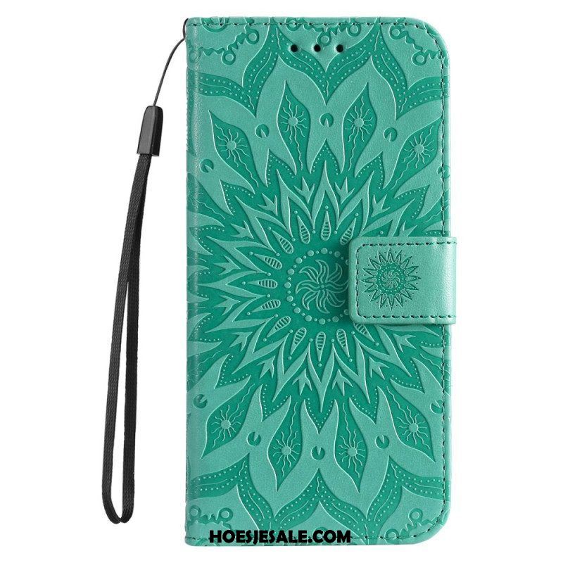 Folio-hoesje voor Samsung Galaxy S23 5G Mandala Zon Met Lanyard