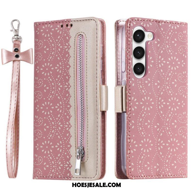 Folio-hoesje voor Samsung Galaxy S23 5G Met Ketting Portemonnee Met Kanten Riem