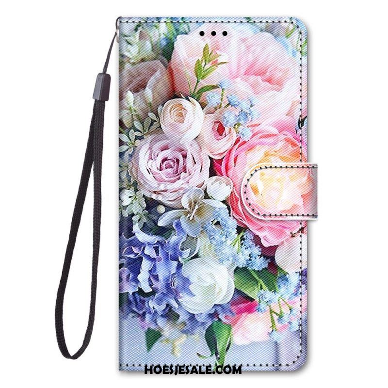 Folio-hoesje voor Sony Xperia 5 IV Bloemen Met Riem