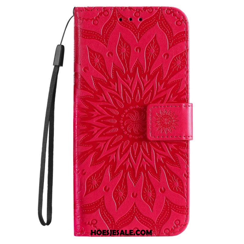 Folio-hoesje voor Xiaomi 12T / 12T Pro Met Ketting Strappy Zon Mandala