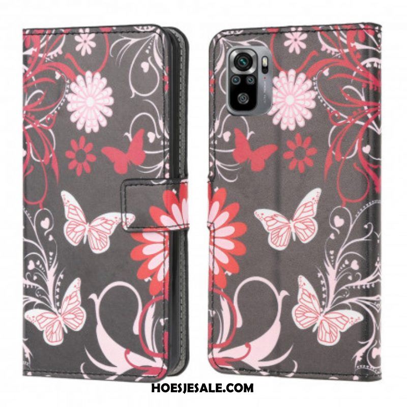 Folio-hoesje voor Xiaomi Redmi Note 10 / 10S Vlinders En Bloemen