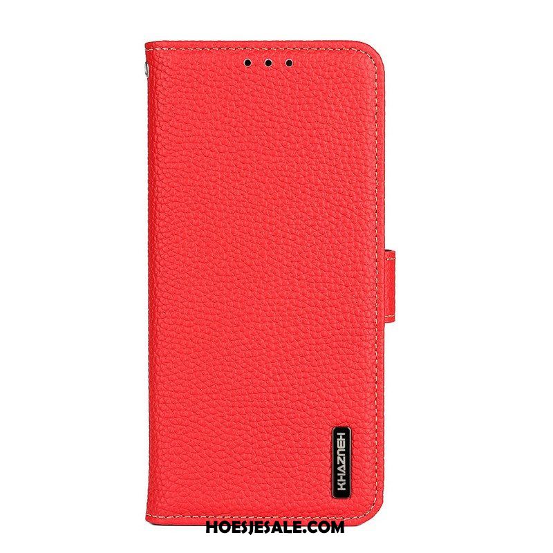 Folio-hoesje voor Xiaomi Redmi Note 11 Pro / 11 Pro 5G Echt Khazneh Litchi Leer