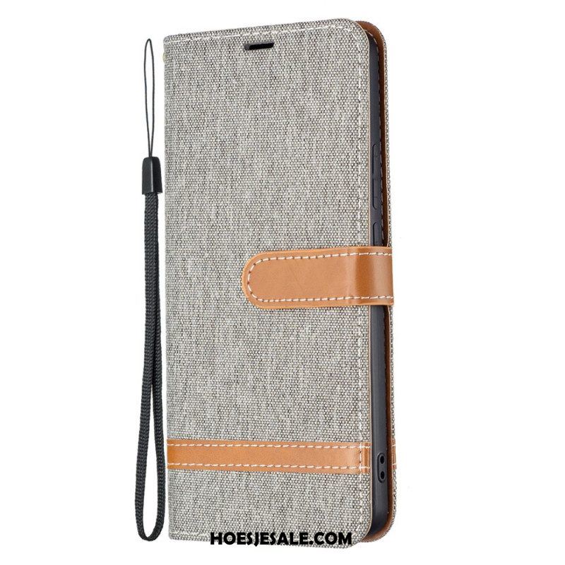 Folio-hoesje voor Xiaomi Redmi Note 11 Pro Plus 5G Met Ketting Band Van Stof En Leereffect