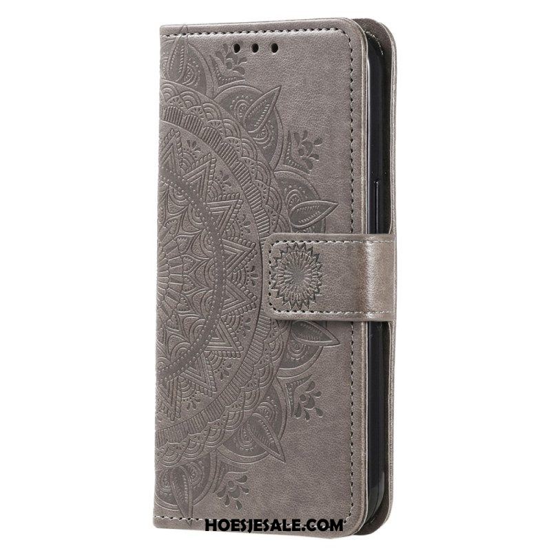 Folio-hoesje voor Xiaomi Redmi Note 12 4G Mandala Zon Met Lanyard