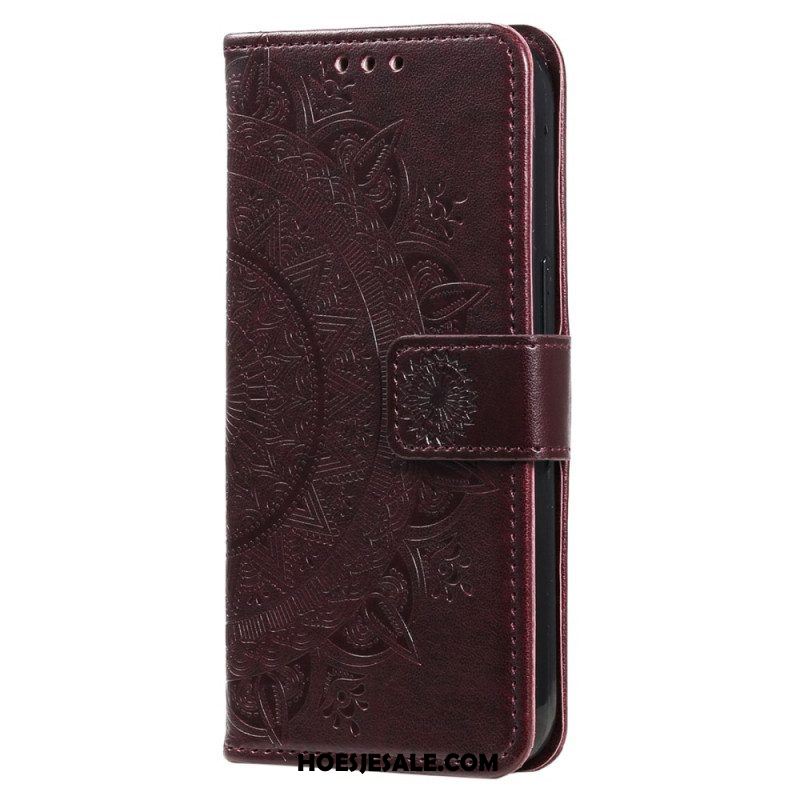 Folio-hoesje voor Xiaomi Redmi Note 12 4G Mandala Zon Met Lanyard