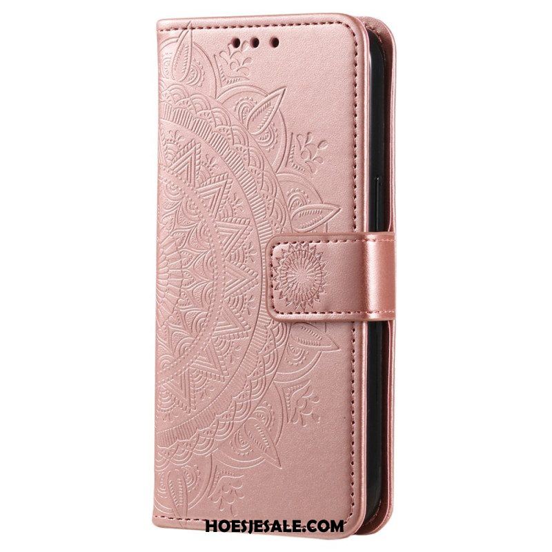 Folio-hoesje voor Xiaomi Redmi Note 12 4G Mandala Zon Met Lanyard