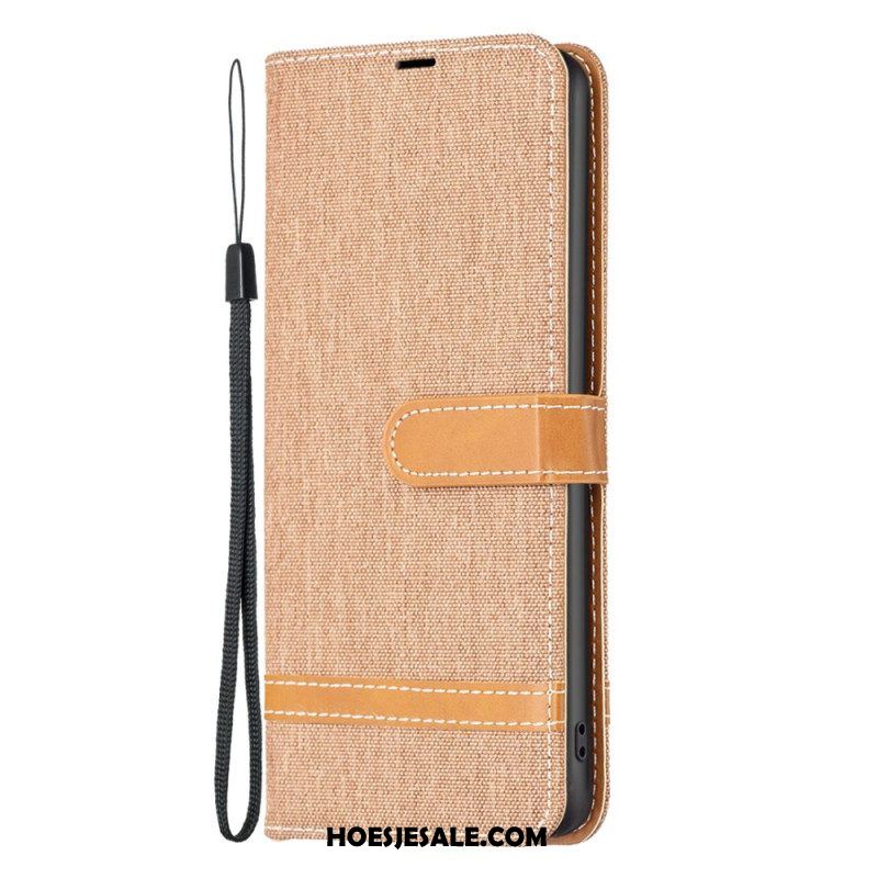 Folio-hoesje voor Xiaomi Redmi Note 12 5G Met Ketting Band Van Stof En Leereffect