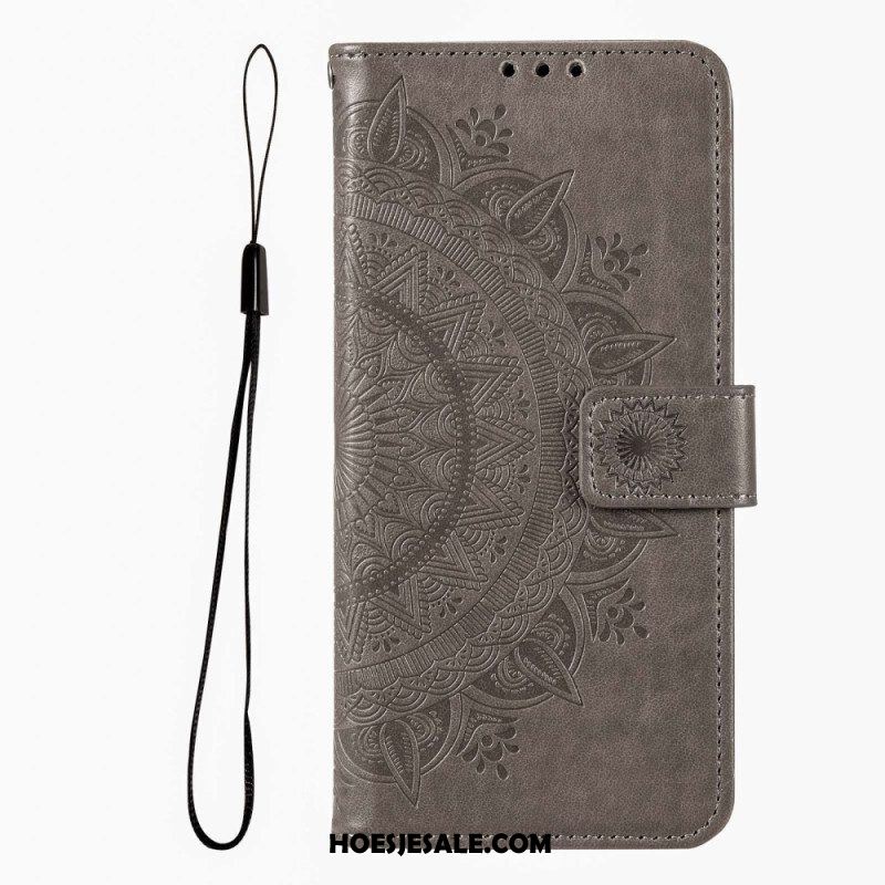 Folio-hoesje voor Xiaomi Redmi Note 12 Pro Mandala Zon Met Lanyard