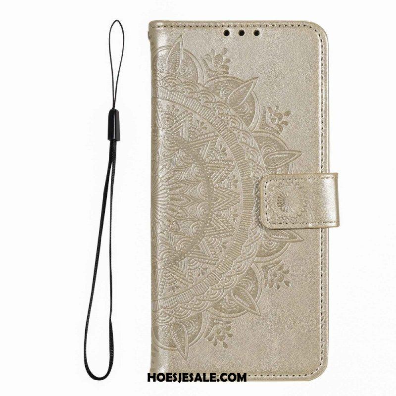 Folio-hoesje voor Xiaomi Redmi Note 12 Pro Mandala Zon Met Lanyard