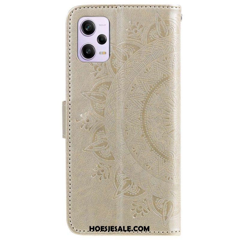 Folio-hoesje voor Xiaomi Redmi Note 12 Pro Mandala Zon Met Lanyard