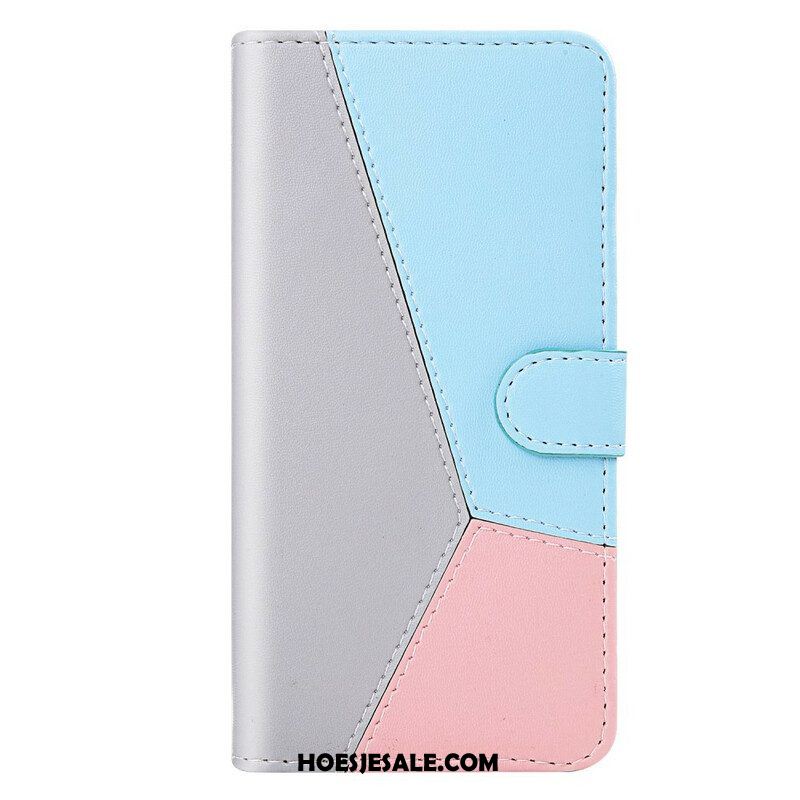 Folio-hoesje voor iPhone 13 Mini Driekleurig Leereffect