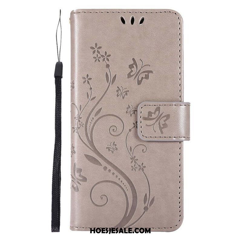 Folio-hoesje voor iPhone 13 Pro Met Ketting Strappy Grafische Bloemen