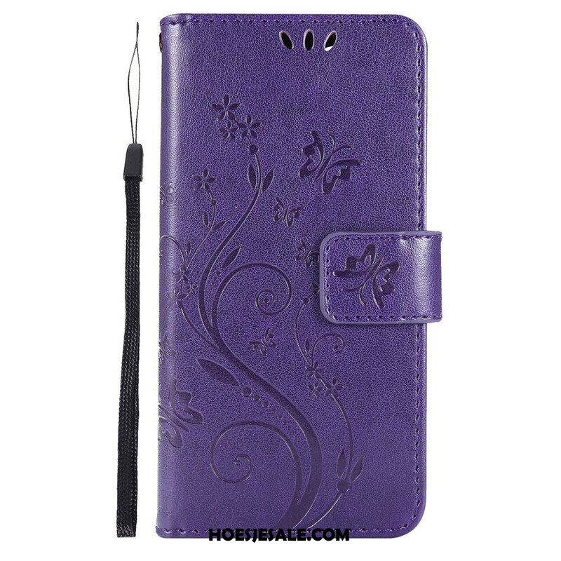 Folio-hoesje voor iPhone 13 Pro Met Ketting Strappy Grafische Bloemen