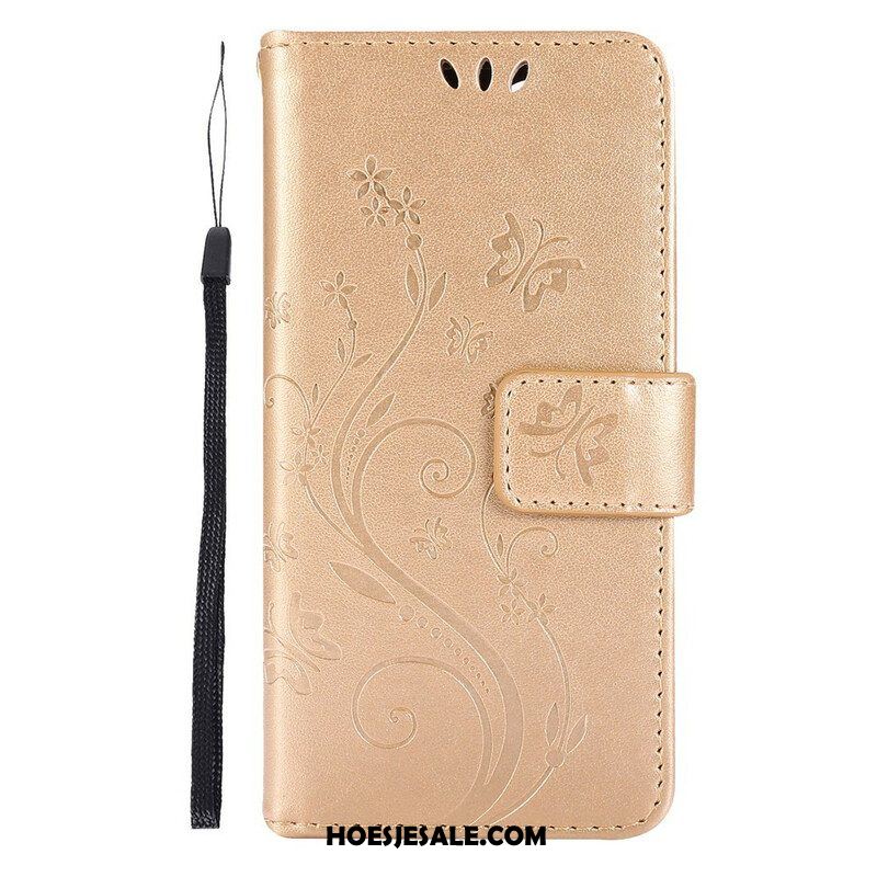 Folio-hoesje voor iPhone 13 Pro Met Ketting Strappy Grafische Bloemen