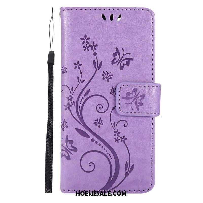 Folio-hoesje voor iPhone 13 Pro Met Ketting Strappy Grafische Bloemen