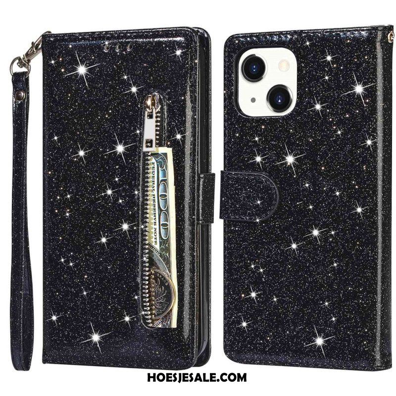 Folio-hoesje voor iPhone 14 Plus Glitter Portemonnee