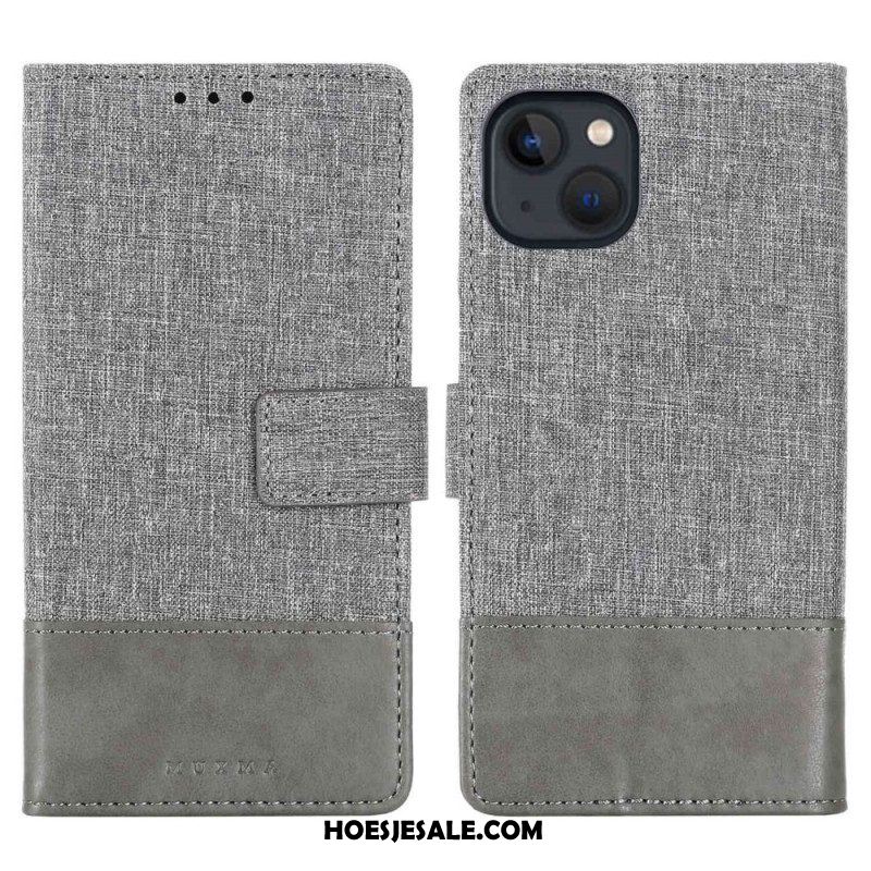 Folio-hoesje voor iPhone 14 Plus Muxma Stof En Leereffect