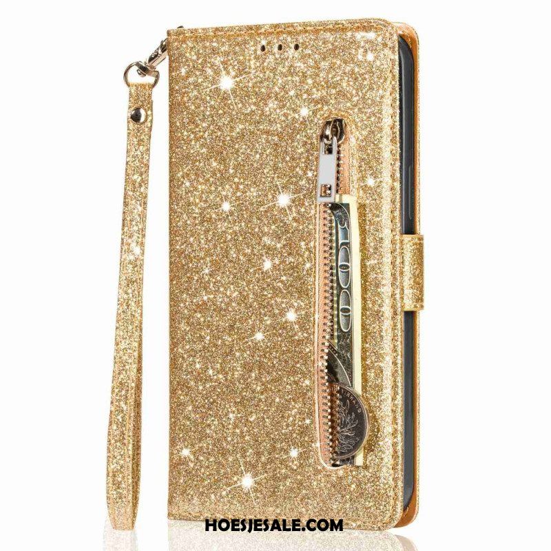 Folio-hoesje voor iPhone 14 Pro Max Portemonnee Leren Glitter Portemonnee