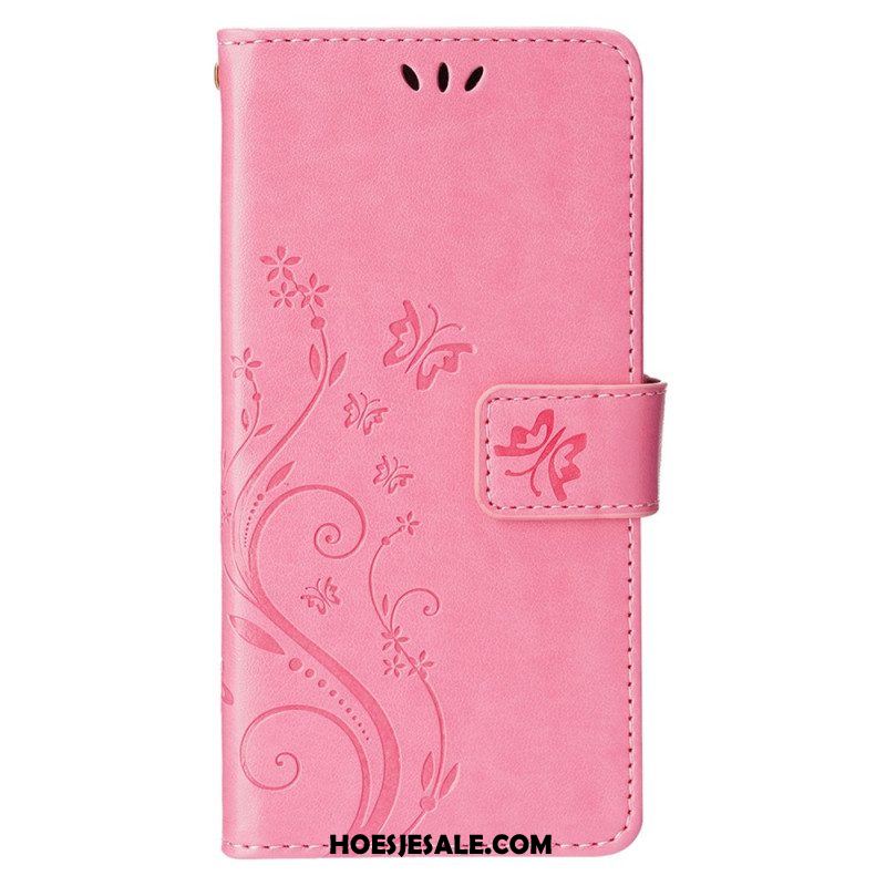 Folio-hoesje voor iPhone 15 Bloemen Met Koord